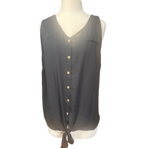 FORTUNE+IVY Black Sleeveless Button-Front Tank Top XL